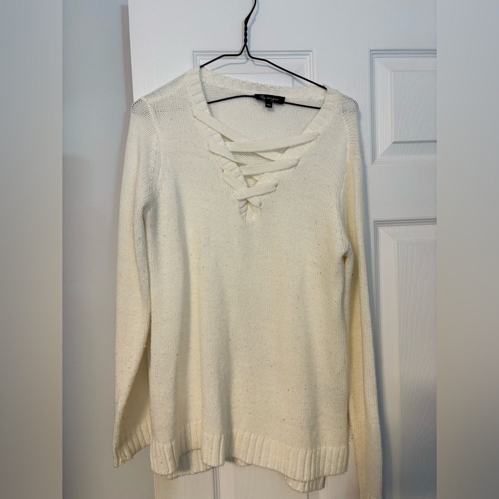 Cross-Cross White Sweater